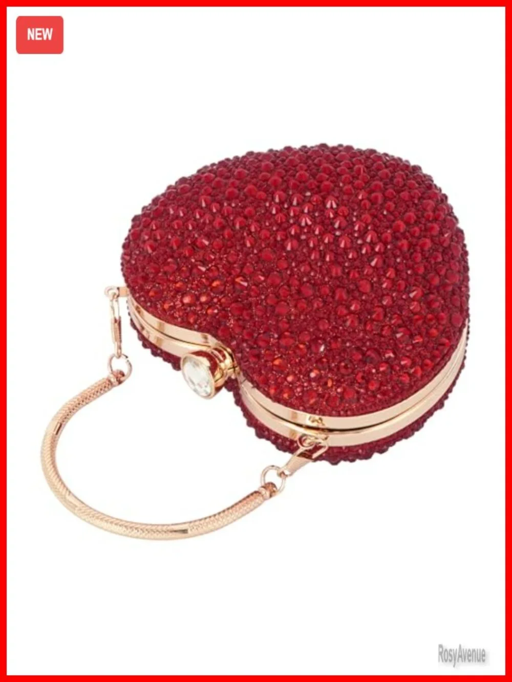 Heart Shaped Acrylic Clutch Evening Bag Mini Chain Purse Rhinestone